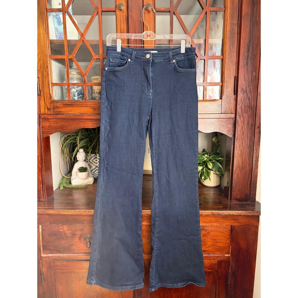 Reiss Denim Dark Wash Flare Leg High Rise Stretch Jeans Size 30